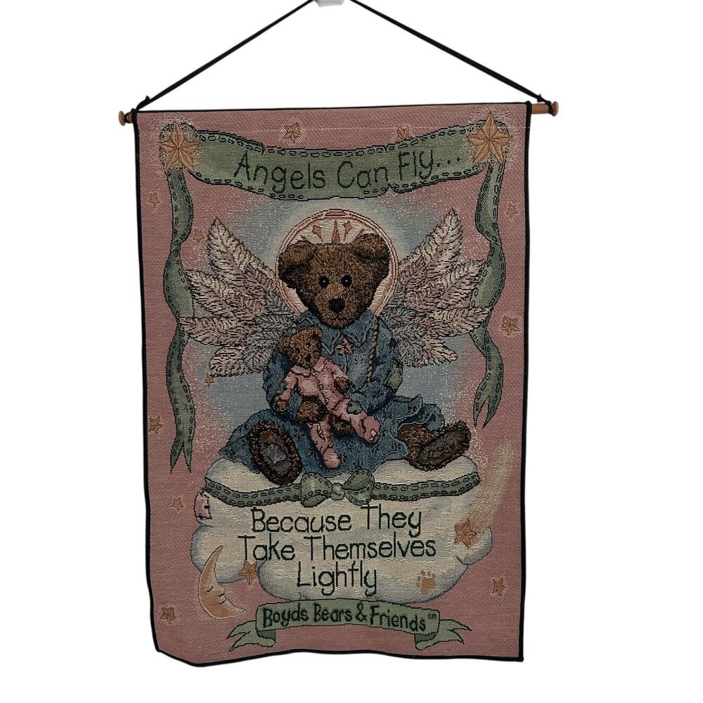 Vintage Boyds Bears Angel Tapestry – “Angels Can Fly” Wall Hanging